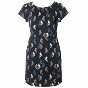 Chirp-Chic Corduroy Parrakeet Print Dress